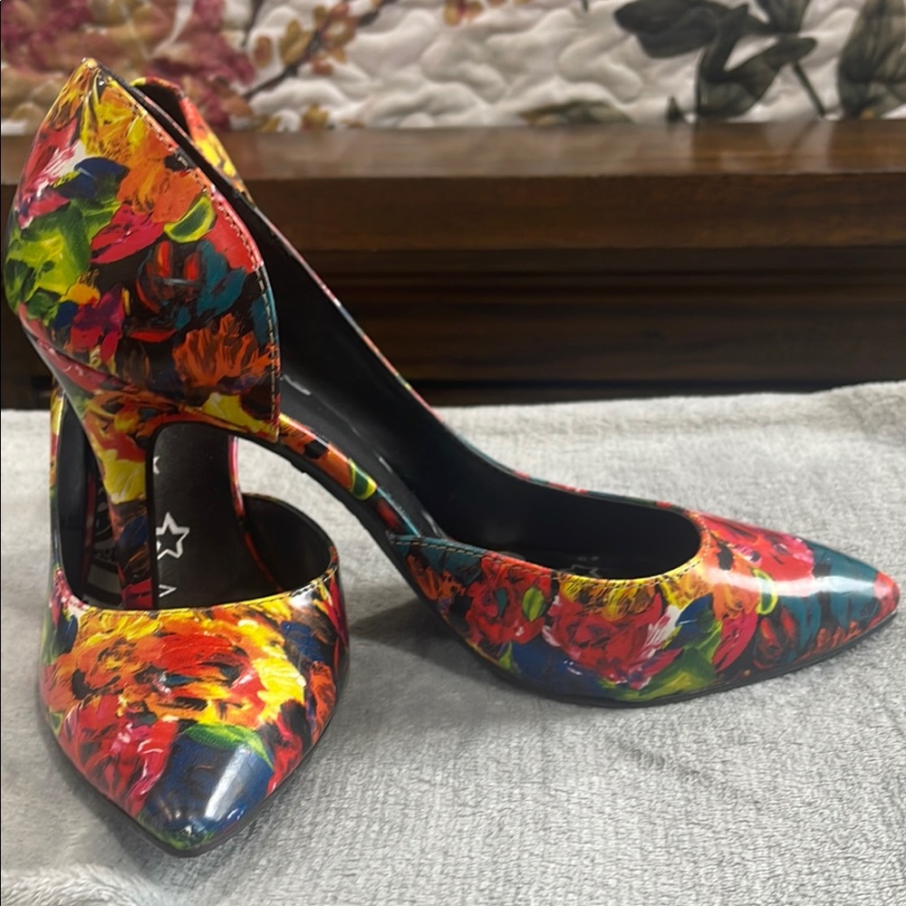 Brash Red and Pink Stiletto Heels with Glossy Finish